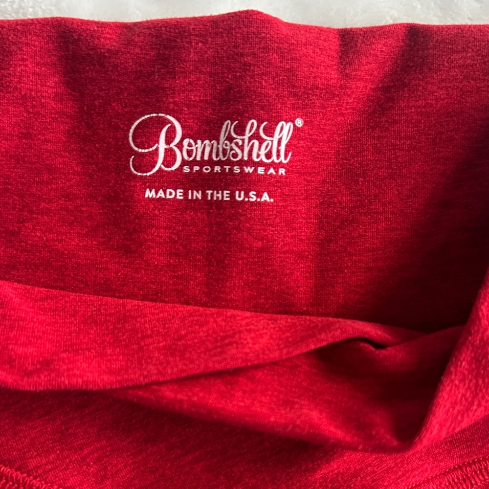Bombshell Sportswear Red High-Rise Bike Shorts - Picture 2 of 3